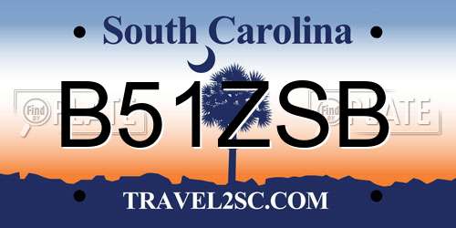 B51ZSB South Carolina License Plate