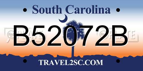B52072B South Carolina License Plate