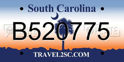B520775 South Carolina License Plate
