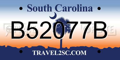 B52077B South Carolina License Plate