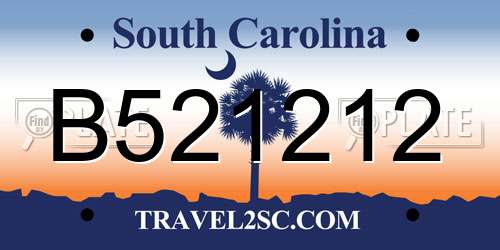 B521212 South Carolina License Plate