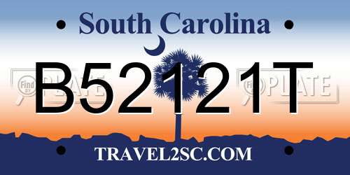 B52121T South Carolina License Plate