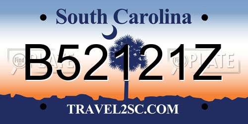 B52121Z South Carolina License Plate
