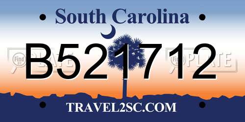 B521712 South Carolina License Plate