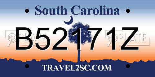 B52171Z South Carolina License Plate