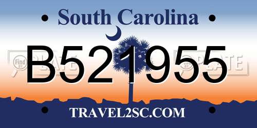 B521955 South Carolina License Plate