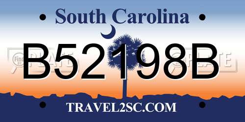 B52198B South Carolina License Plate