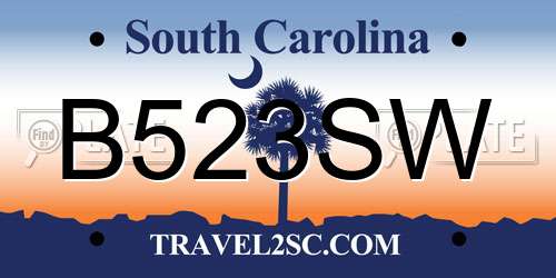 B523SW South Carolina License Plate