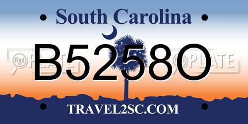 B5258O South Carolina License Plate