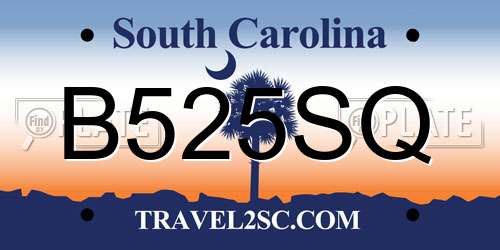 B525SQ South Carolina License Plate