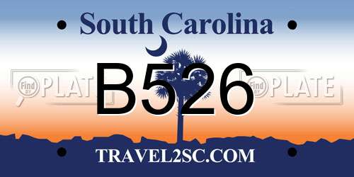 B526 South Carolina License Plate