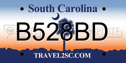 B528BD South Carolina License Plate