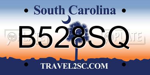 B528SQ South Carolina License Plate