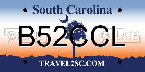 B52CCL South Carolina License Plate