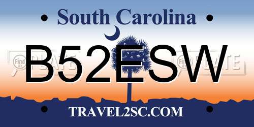 B52ESW South Carolina License Plate