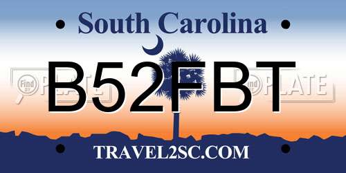 B52FBT South Carolina License Plate