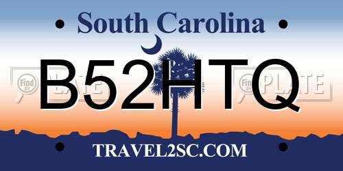 B52HTQ South Carolina License Plate