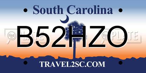 B52HZO South Carolina License Plate