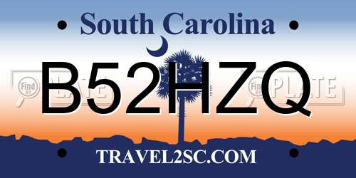 B52HZQ South Carolina License Plate