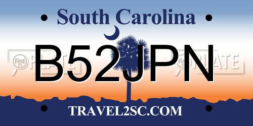 B52JPN South Carolina License Plate