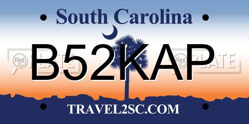 B52KAP South Carolina License Plate