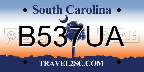 B537UA South Carolina License Plate