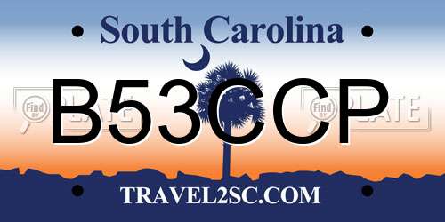 B53CCP South Carolina License Plate