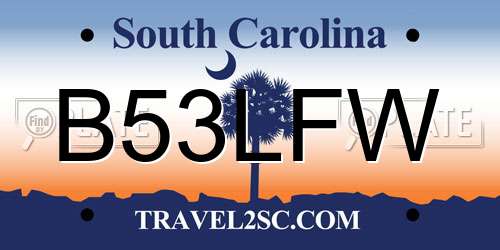 B53LFW South Carolina License Plate
