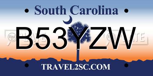 B53YZW South Carolina License Plate