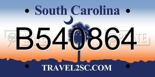 B540864 South Carolina License Plate