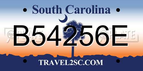 B54256E South Carolina License Plate