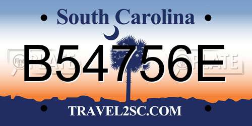 B54756E South Carolina License Plate