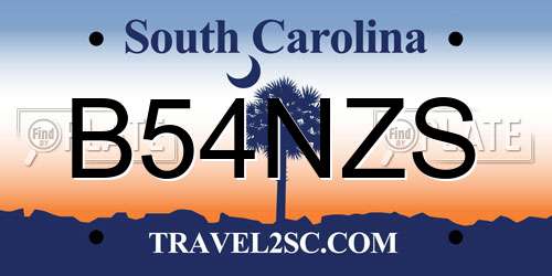 B54NZS South Carolina License Plate