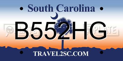 B552HG South Carolina License Plate
