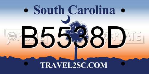 B5538D South Carolina License Plate