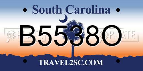 B5538O South Carolina License Plate