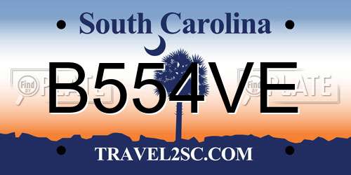 B554VE South Carolina License Plate