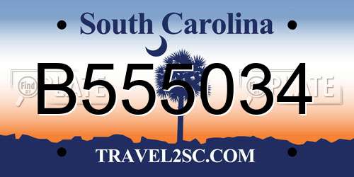 B555034 South Carolina License Plate