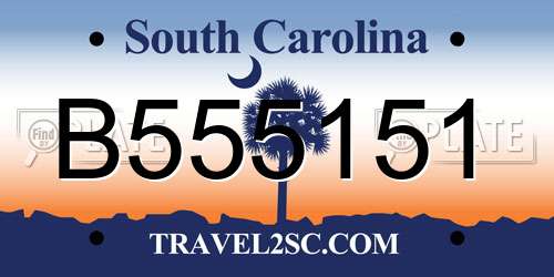 B555151 South Carolina License Plate
