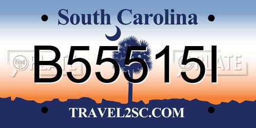 B55515I South Carolina License Plate