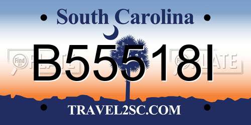 B55518I South Carolina License Plate