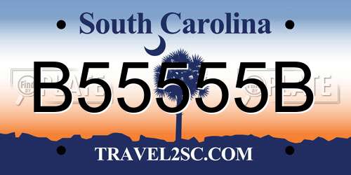 B55555B South Carolina License Plate