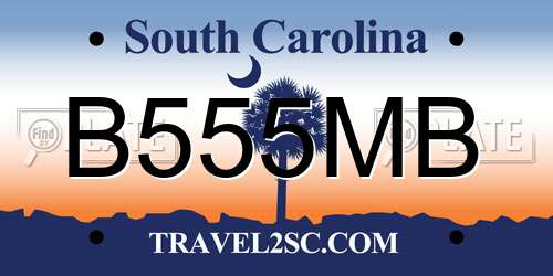 B555MB South Carolina License Plate