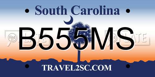 B555MS South Carolina License Plate