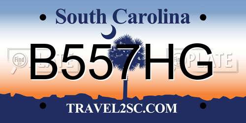 B557HG South Carolina License Plate