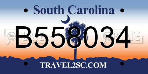 B558034 South Carolina License Plate