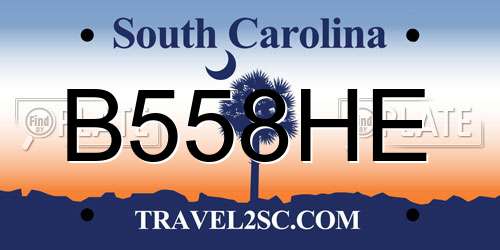 B558HE South Carolina License Plate