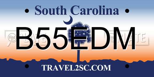 B55EDM South Carolina License Plate