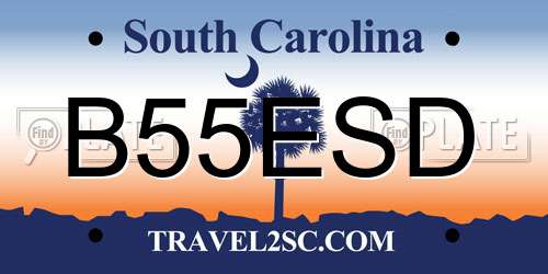 B55ESD South Carolina License Plate