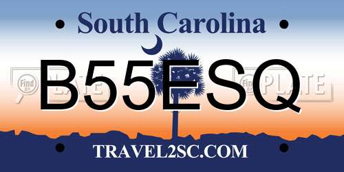 B55ESQ South Carolina License Plate